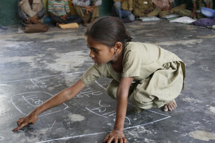 A girl in school in India