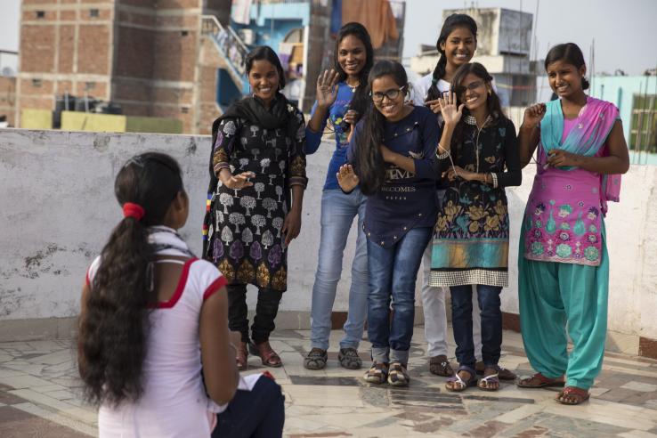 Adolescent females in India participate in an empowerment group